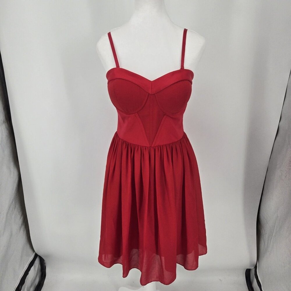 ERIN Fetherston Red Corset Bodice Chiffon Skirt Removable Straps Size 8